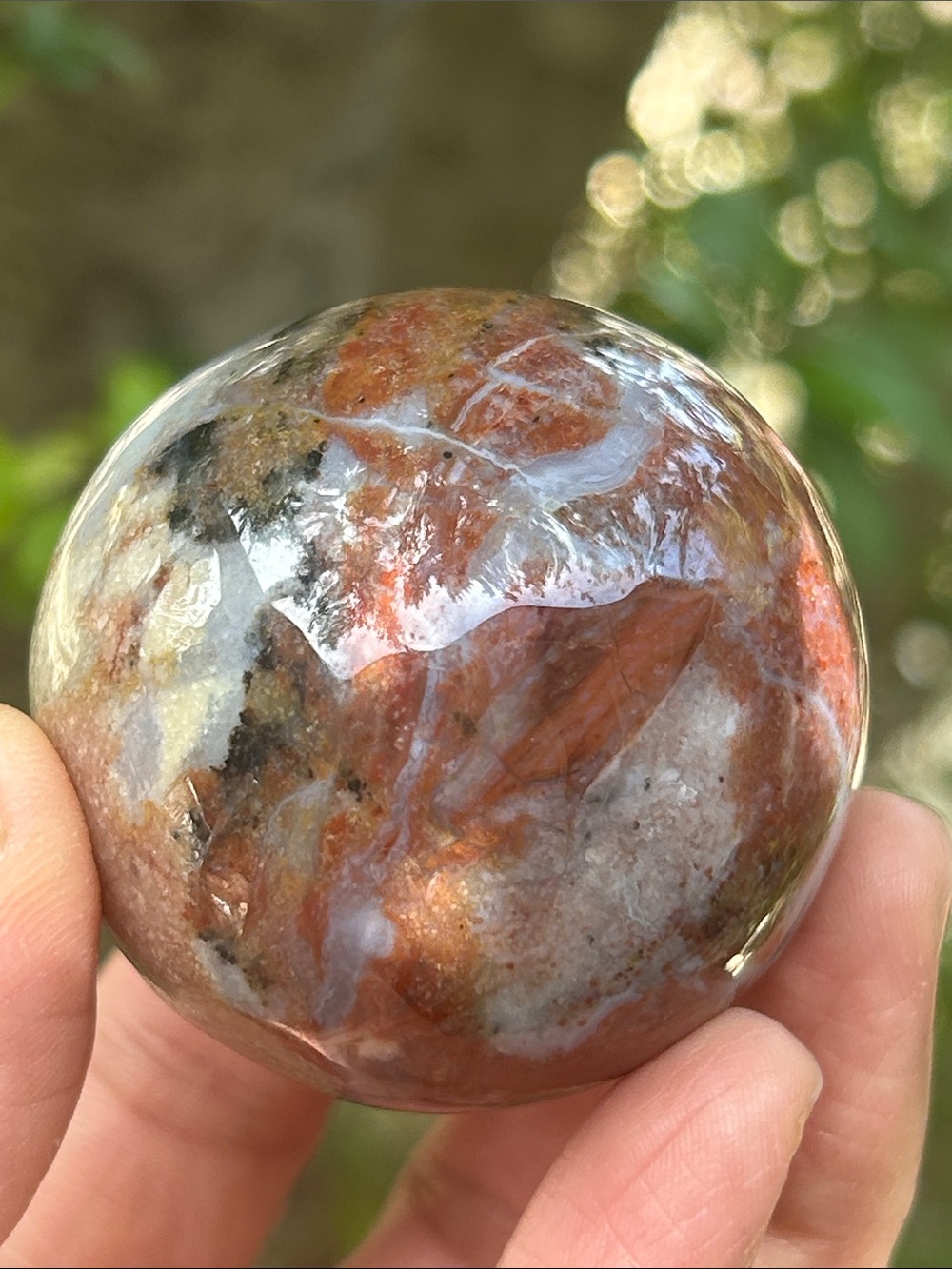 💎 45mm Carnelian Flower Agate Sphere